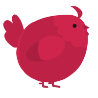 A crimson chicken with a head pattern