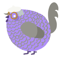 A lilac and ash chicken with a lace pattern