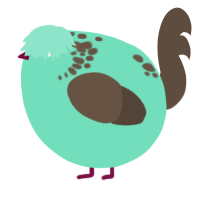 A mint and bark chicken with a neck-speckle pattern