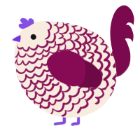 A cream and wine chicken with a lace pattern