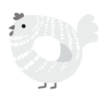 A silver chicken with a bar pattern
