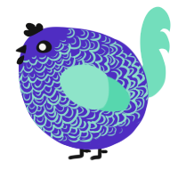 A indigo and mint chicken with a double-lace pattern