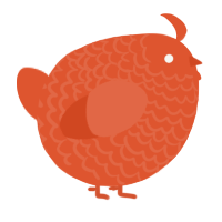 A vermilion chicken with a lace pattern