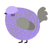 A lilac and ash chicken with a lace pattern