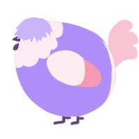 A lilac and rose chicken with a head pattern