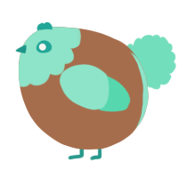 A brown and mint chicken with a head pattern