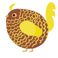 A russet and yellow chicken with a lace pattern