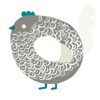 A ash and white chicken with a double-lace pattern