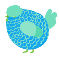 A sky and mint chicken with a lace pattern