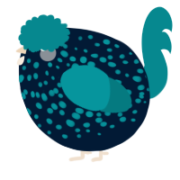 A tumblr and teal chicken with a speckle pattern