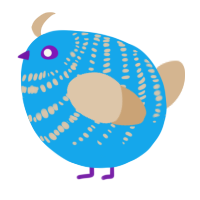 A sky and beige chicken with a bar pattern