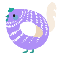 A lilac and cream chicken with a bar pattern