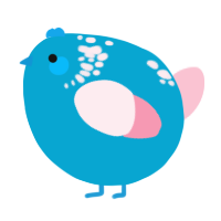 A cerulean and rose chicken with a neck-speckle pattern