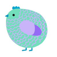 A mint and lilac chicken with a lace pattern