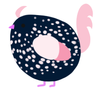 A tumblr and rose chicken with a speckle pattern