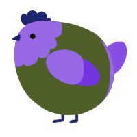 A olive and blurple chicken with a head pattern