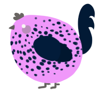 A lavender and tumblr chicken with a speckle pattern