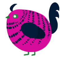 A fuchsia and tumblr chicken with a bar pattern