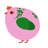 A pink and leaf chicken with a neck-speckle pattern