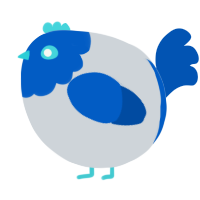 A mist and ultramarine chicken with a head pattern