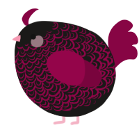 A sable and maroon chicken with a double-lace pattern