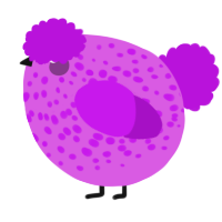 A orchid and amethyst chicken with a speckle pattern
