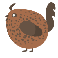 A brown and bark chicken with a speckle pattern