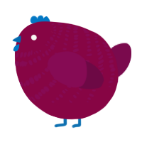 A maroon and wine chicken with a bar pattern
