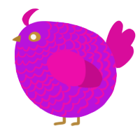 A amethyst and fuchsia chicken with a lace pattern