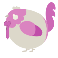 A mist and orchid chicken with a head pattern
