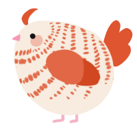 A cream and vermilion chicken with a bar pattern