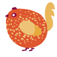 A vermilion and honey chicken with a speckle pattern
