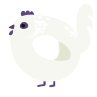 A white chicken with a neck-speckle pattern