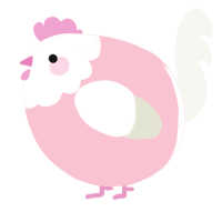 A rose and white chicken with a head pattern