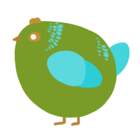 A chartreuse and aqua chicken with a neck-band pattern