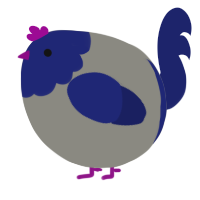 A ash and navy chicken with a head pattern