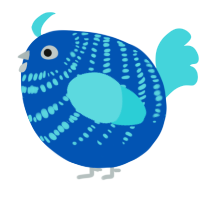 A ultramarine and aqua chicken with a bar pattern