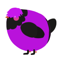 A amethyst and sable chicken with a head pattern