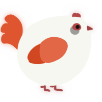A white and vermilion chicken