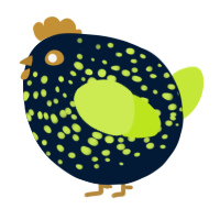 A tumblr and lime chicken with a speckle pattern
