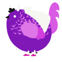 A violet and orchid chicken with a half-lace pattern