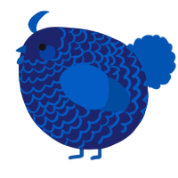 A navy and ultramarine chicken with a lace pattern