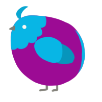 A plum and cerulean chicken with a head pattern