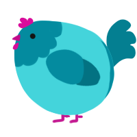 A aqua and sea chicken with a head pattern