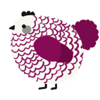 A white and wine chicken with a lace pattern