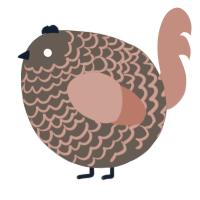 A bark and vermilion chicken with a lace pattern