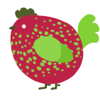 A crimson and grass chicken with a speckle pattern