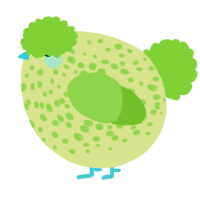 A lemon and grass chicken with a speckle pattern