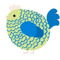 A lemon and sapphire chicken with a lace pattern