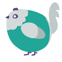 A turquoise and silver chicken with a head pattern